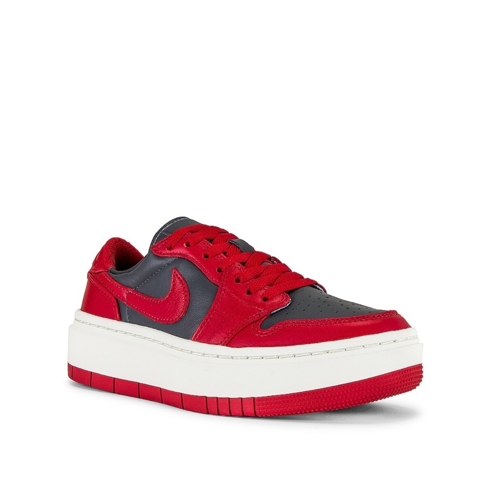 Air Jordan 1 Elevate Low Sneaker in Dark Grey, Varsity Red, & Snail